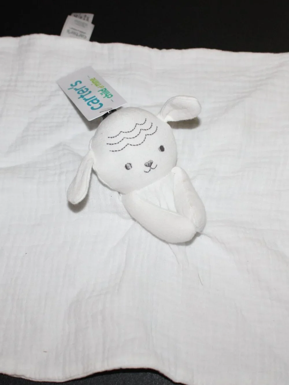 Carter's Child of Mine Lovey White Lamb Sheep Cotton Security Blanket Plush NWT